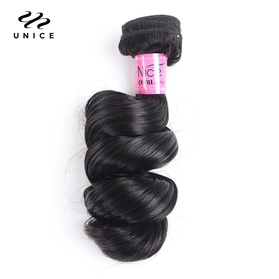 UNice Hair Company Brazilian Loose Wave Bundles Natural Color Remy Hair Weaving 1 Piece 100% Human Hair Extensions 16-26inch