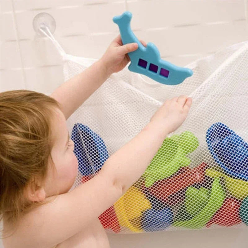 Baby Shower Toy Cute Duck Frog Net Toy Storage Bag Strong Suction Cup Baby Shower Game Bag Bathroom Organizer Water Toy