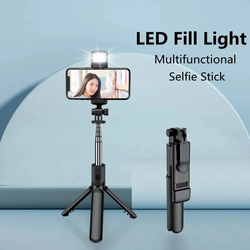 Wireless Bluetooth Selfie Stick Tripod With Remote Extendable Tripod With LED Selfie Light Detachable For Ios Android Smartphone