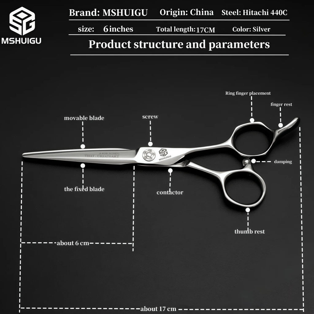 MSHUIGU professional barber Small size scissors 440C 5-5.5-6inch Multifunctional thinning shears Salon Tool Accessories