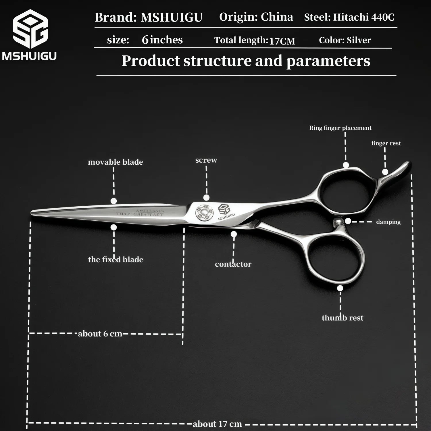 MSHUIGU professional barber Small size scissors 440C 5-5.5-6inch Multifunctional thinning shears Salon Tool Accessories