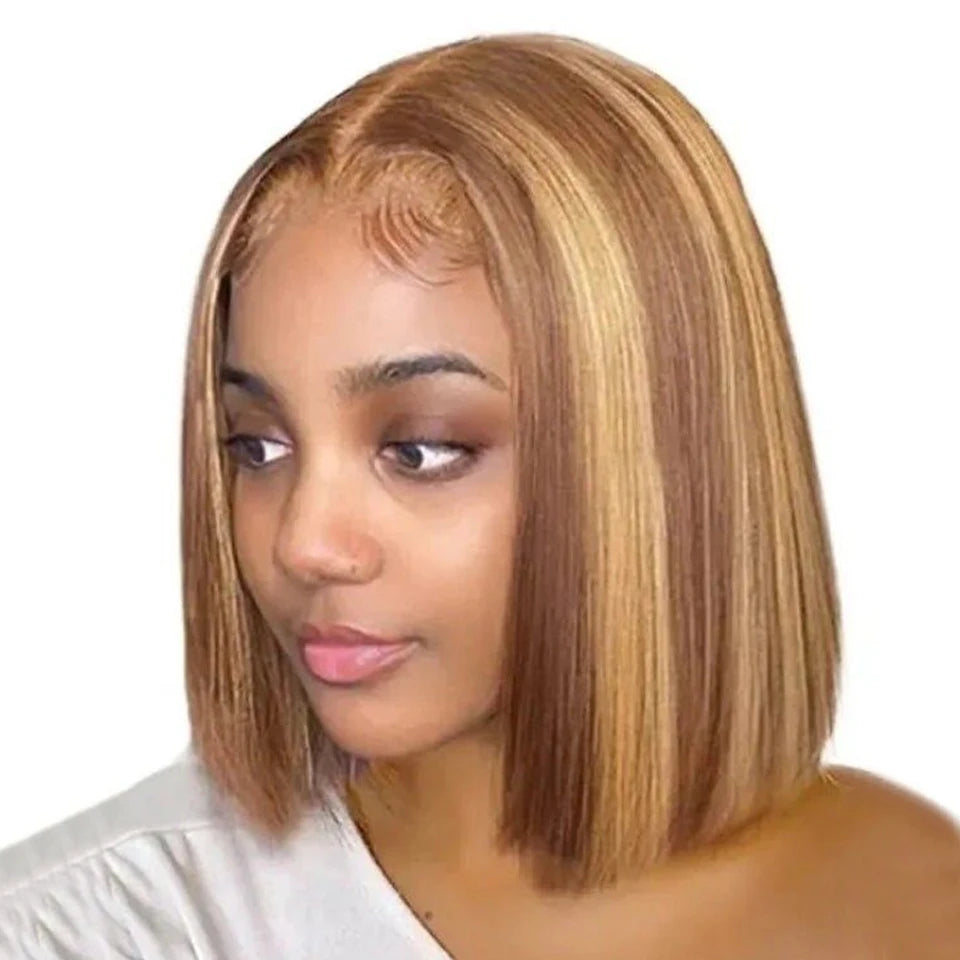 ISEE Hair 7x5 Glueless Bob Wig Lace Front Human Hair Wigs For Women Highlight Straight Wear And Go Glueless Human Hair Wig
