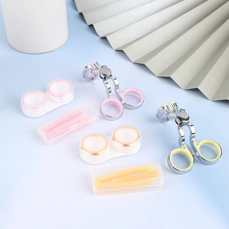 6Pcs/Set Contact Lens Wearing Tool Kit Tweezers Suction Stick Lenses Storage Soaking Box Integrated Clamp And Bucket