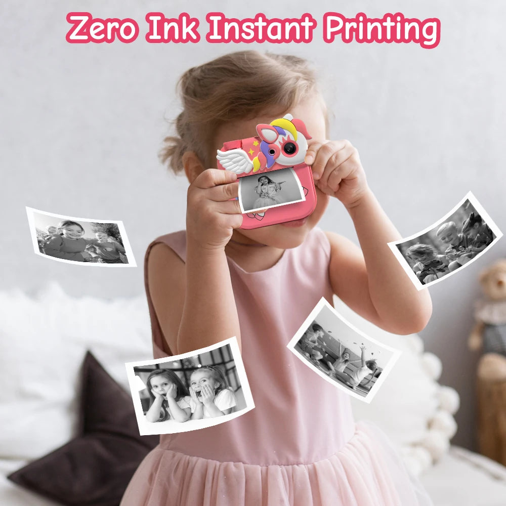 Kids Camera Instant Camera, 2.4" 12MP 1080P HD IPS Screen Printing Camera for Kids, Instant Camera with 32G Memory Card