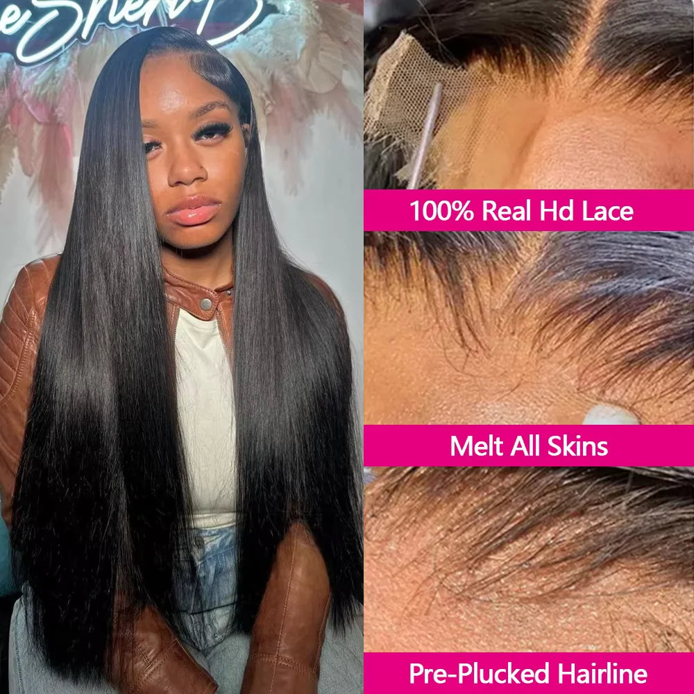Queenlike Hair Real HD Lace Wig Raw Human Hair 13x4 Full Frontal Wigs Human Hair Straight HD Transparent Lace Human Hair Wigs