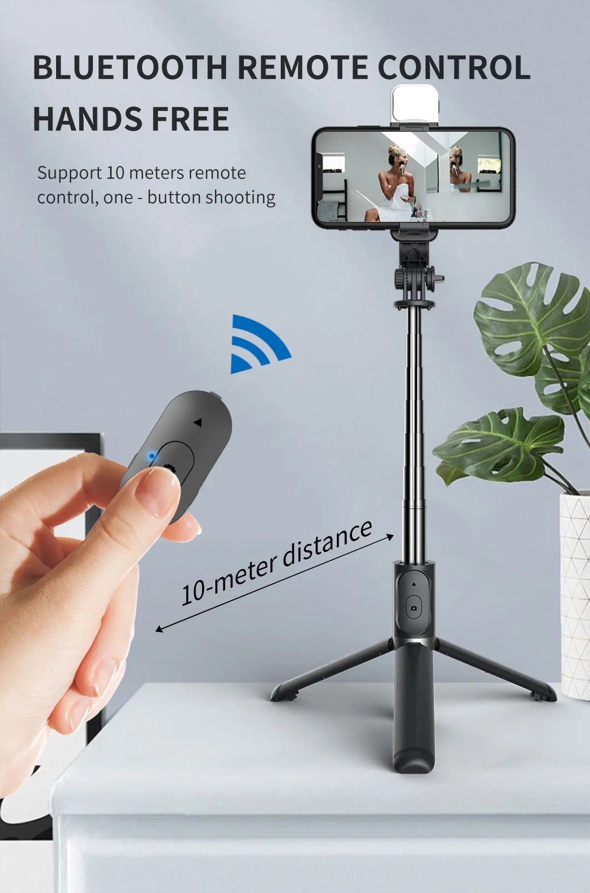 New LED Selfie Stick Foldable Wireless Bluetooth Selfie Stick Tripod with Remote shutter Fill Light Selfie Stck For Smart phone