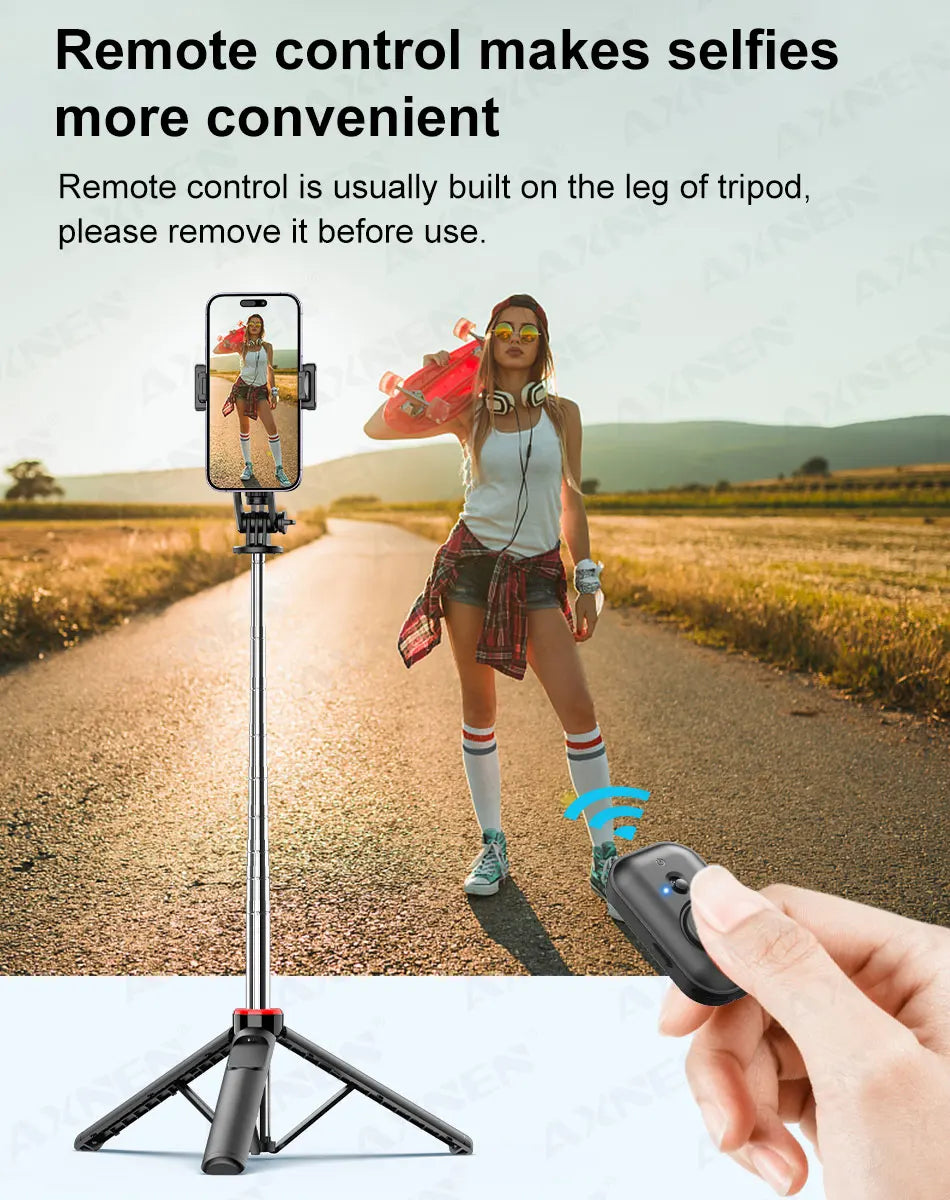 AXNEN Mobile Phone Tripod C12/C13 Tipods for Cellphone Gopro Action Camera, 1325mm Stand with Wireless Bluetooth Remote for Live