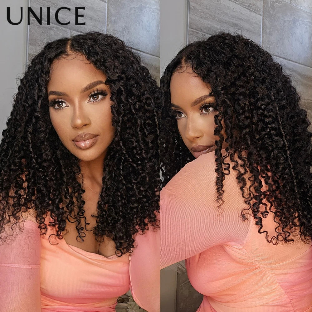 UNice Hair 7x5 & 13x4 Lace Curly Wig With Finger Coil Ends Pre Cut Pre Bleached Glueless Wig Human Hair Ready To Wear