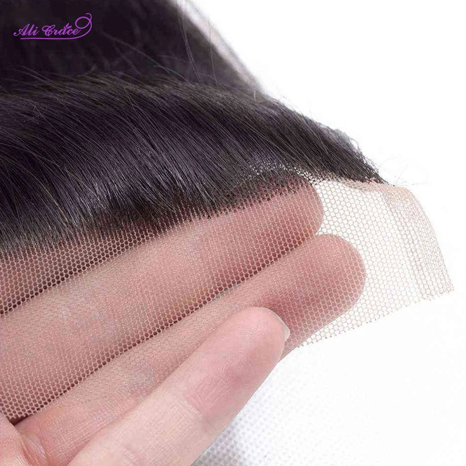Ali Grace Peruvian Human Hair 3 Bundles With 4x4 Lace Closure 100% Remy Straight Hair Weave Peruvian Straight Hair With Closure