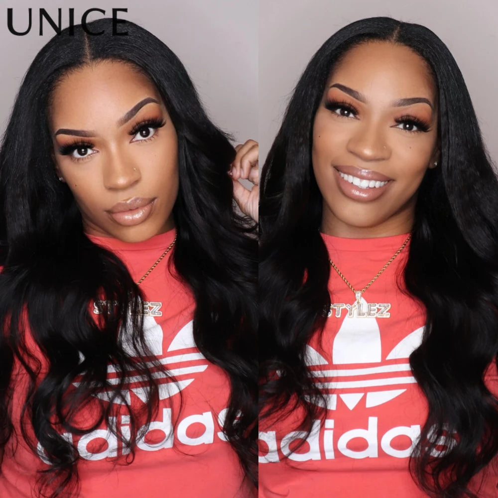 UNice Hair Upgraded Body Wave V Part Wig With Elastic Drawstring 100% Human Hair Upart Wig Minimal Leave Out