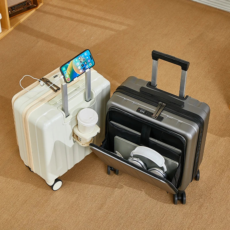 Light Weight Suitcase 18 inches Suitcase Large Capacity Travel Case Swivel Wheels Suitcase Small Luggage Compartment