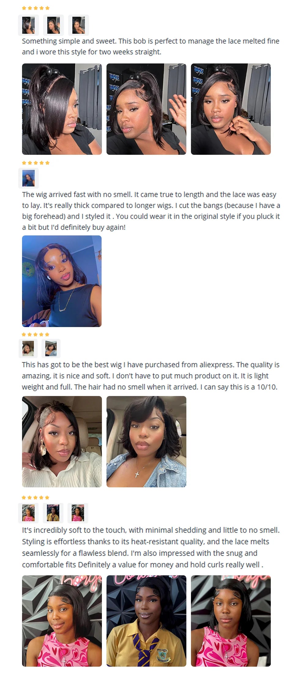 13x4 Lace Front Bob Wig Human Hair 180% Density - Pre Plucked Transparent Lace with Baby Hair