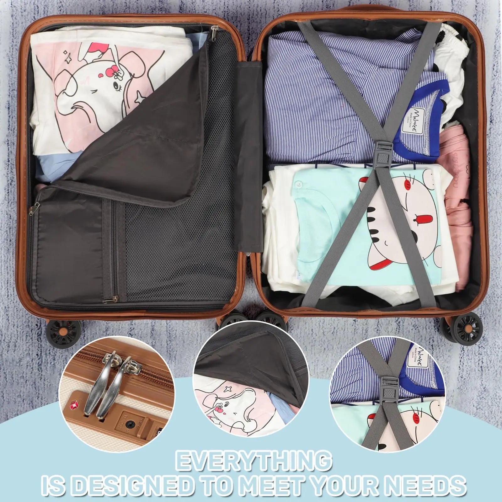24/28 Inch Medium Suitcase ABS Hard Shell Lightweight Small Trolley Travel Cabin Luggage with 4 Double Spinner Wheels TSA Lock