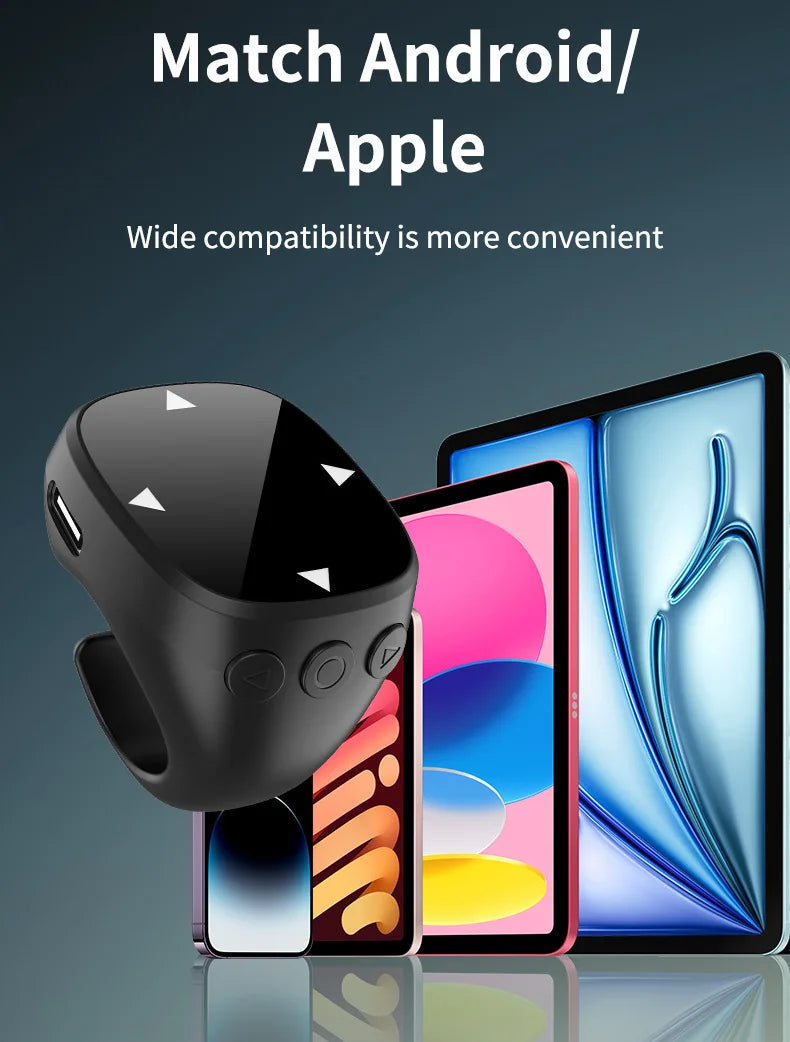 Remote Control Touch Screen Page Turner  for TikTok Bluetooth Camera Video Recording  for iPad iPhone Remote Scrolling Ring