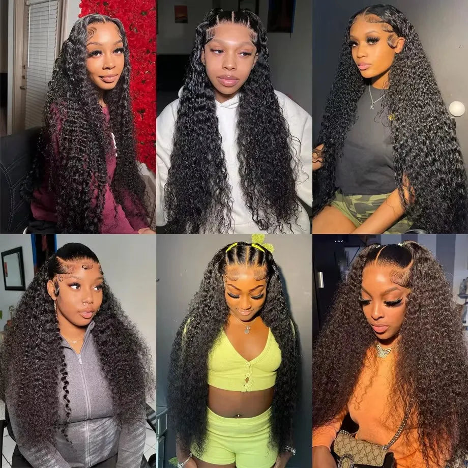 Black Color 13X4 HD Lace Frontal Synthetic Wig For Women Ponytails Deep Curly Preplucked With Baby Hair Cosplay Daily Drag Queen