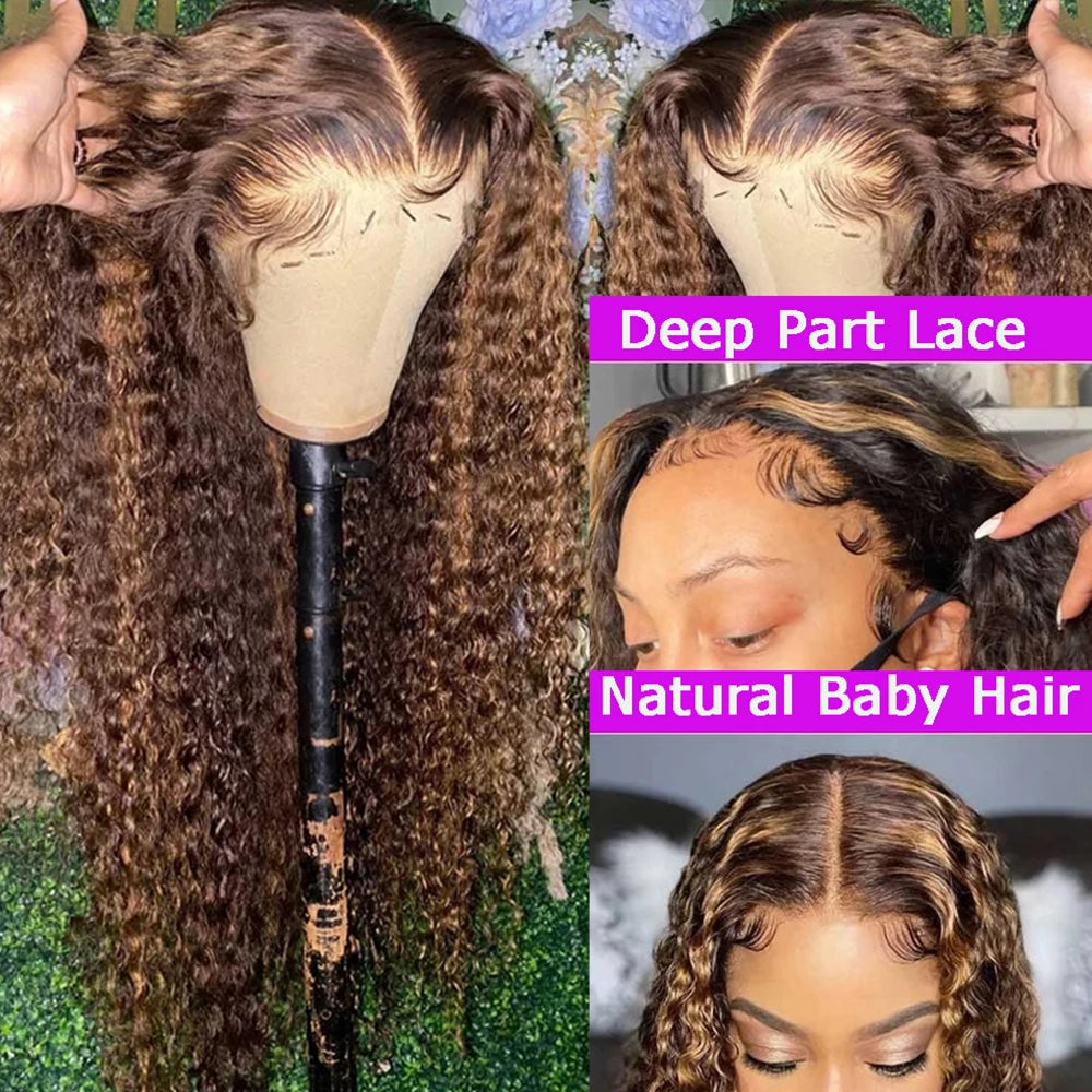 Premium Brazilian Honey Blonde Lace Front Wig - 13x4 HD Deep Wave Human Hair Wig for Women