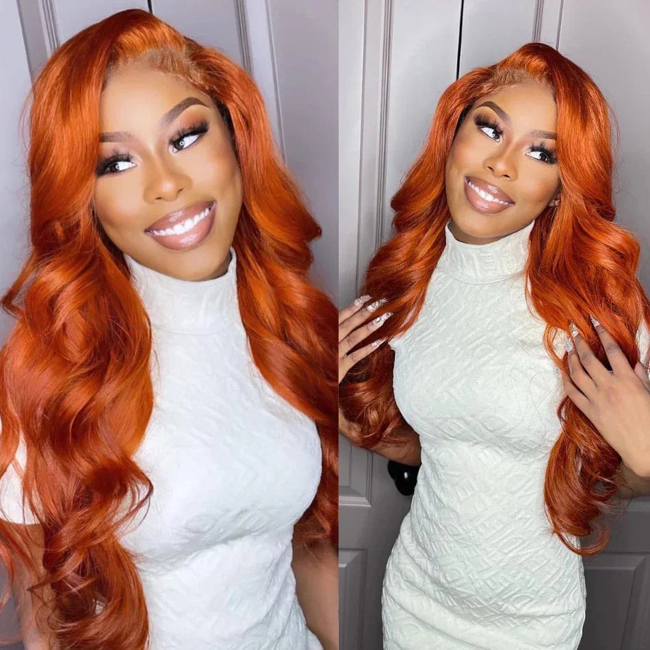 Ginger Orange 13x6 Lace Front Wigs Human Hair Body Wave 13x4 Human Hair Lace Frontal Wigs Transparent Lace Wig For Women