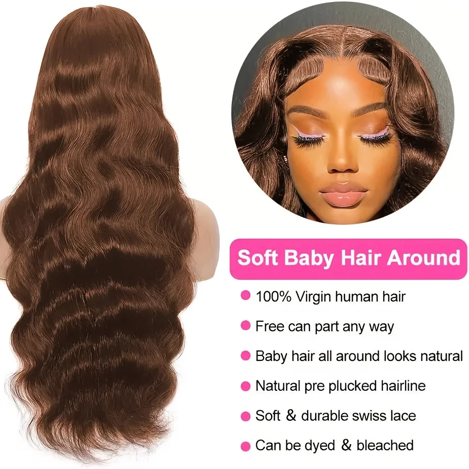 Premium 13x6 HD Lace Front Wig - Brazilian Body Wave Human Hair | Pre-Plucked Natural Hairline