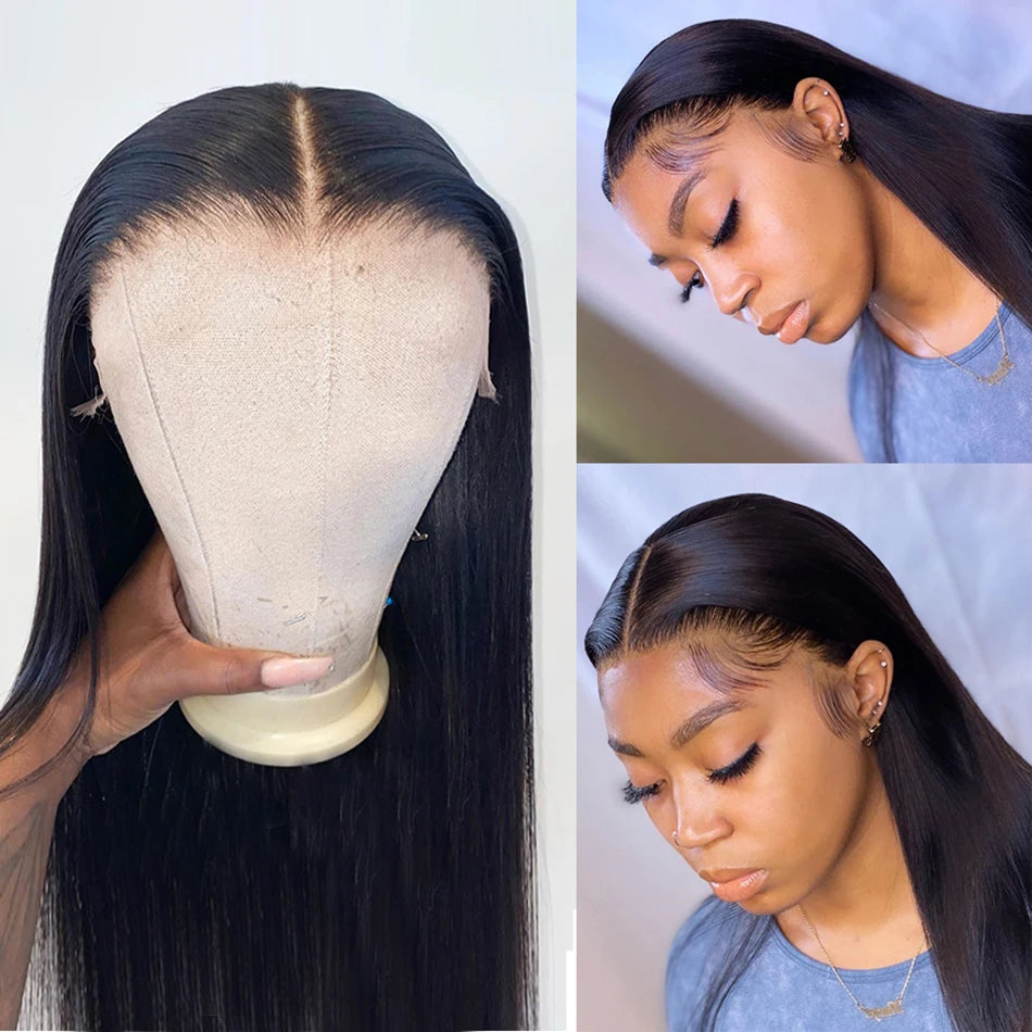 Tuneful 13x6 Lace Frontal Human Hair Wigs Straight 30 Inch Pre Plucked HD Lace Front Human Hair Wigs Glueless Wigs Ready To Wear