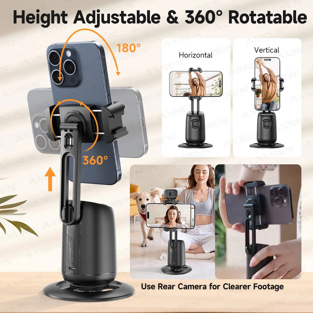 P05 AI Follow Gimbal 360 Rotation Face Tracking Stabilizer Filming Portable Desktop Cellphone Holder for Live/Photo