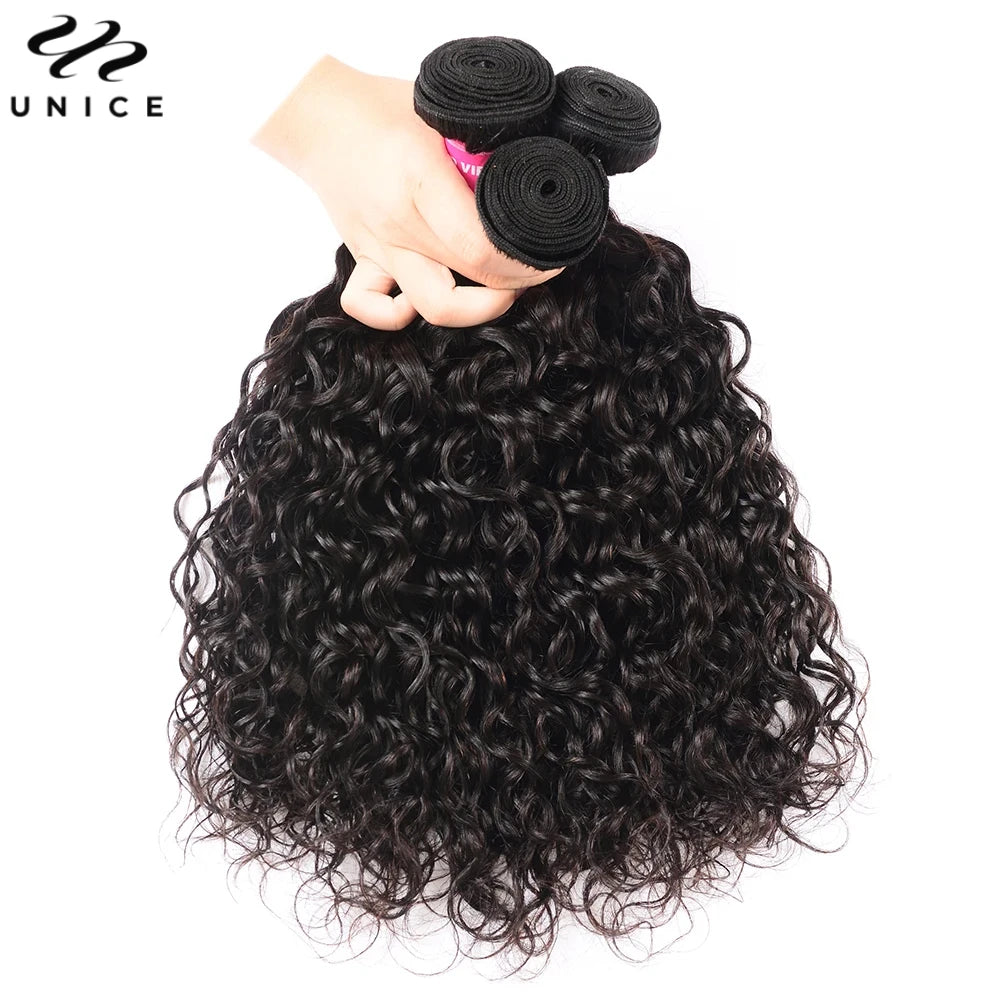 UNICE Hair Water Wave Human Hair Bundles 1/3/4 PCS Deal 100Grams Per Bundle