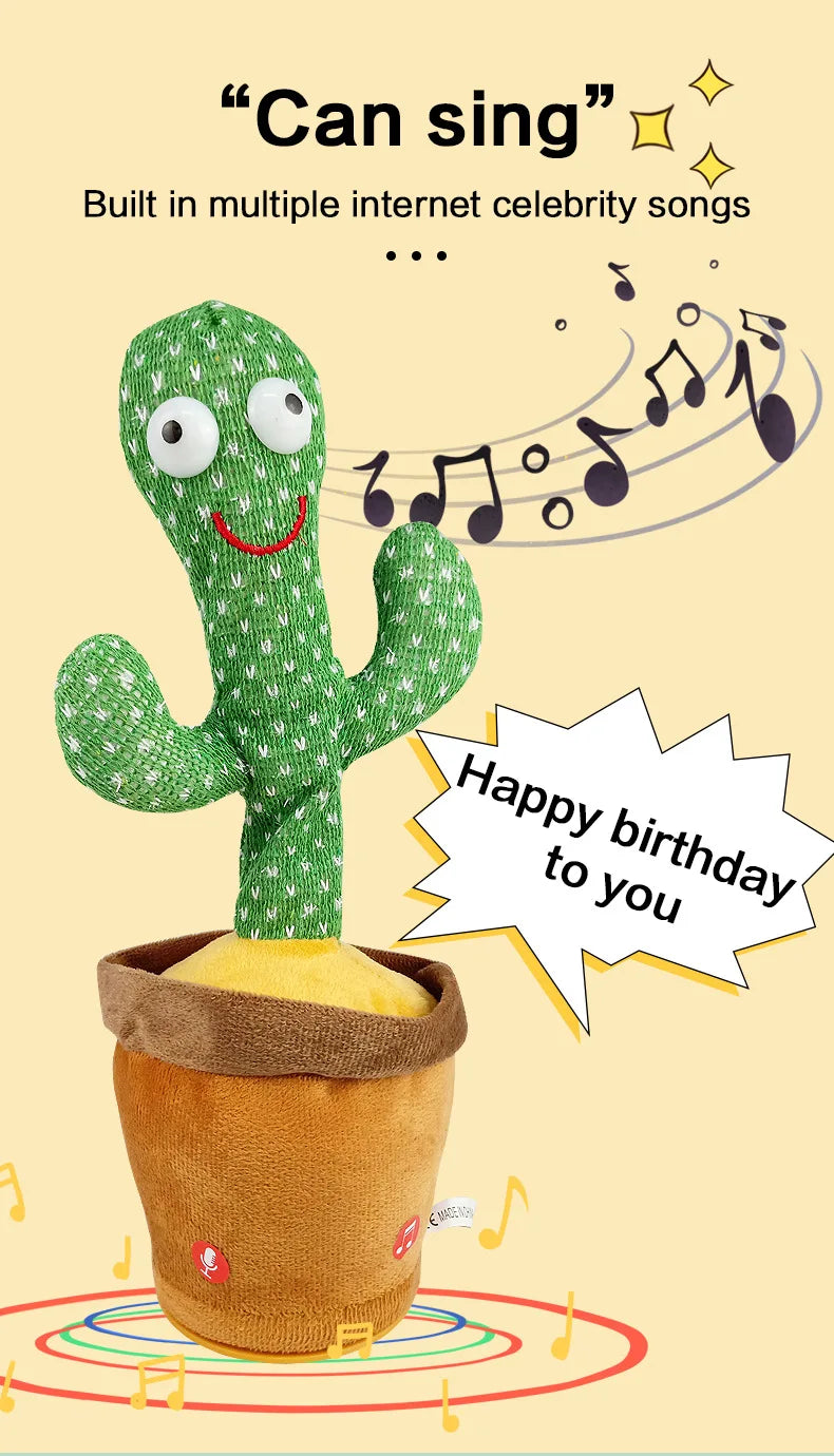 Dancing Talking Cactus Toys Singing Mimicking Recording Repeating What You Say Glow Stuffed Toy For Baby Boys Girl With clothing
