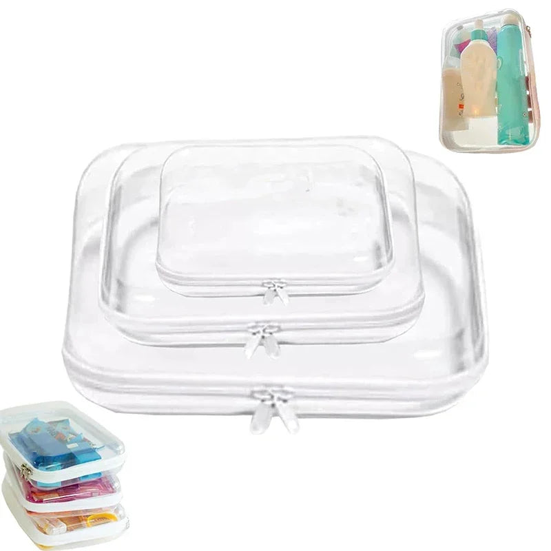 Plastic Zippered Pouch Hard Bins Storage Bins Stackable Waterproof Zippered Hard Pouch Clear Hard Shell Zipper Case