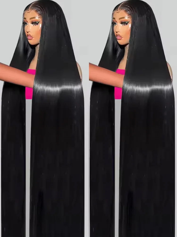 40 42 Inch 13x4 13x6 HD Transparent Bone Straight Lace Front Wigs 250 Density 360 Full Lace Brazilian Human Hair Wigs For Women