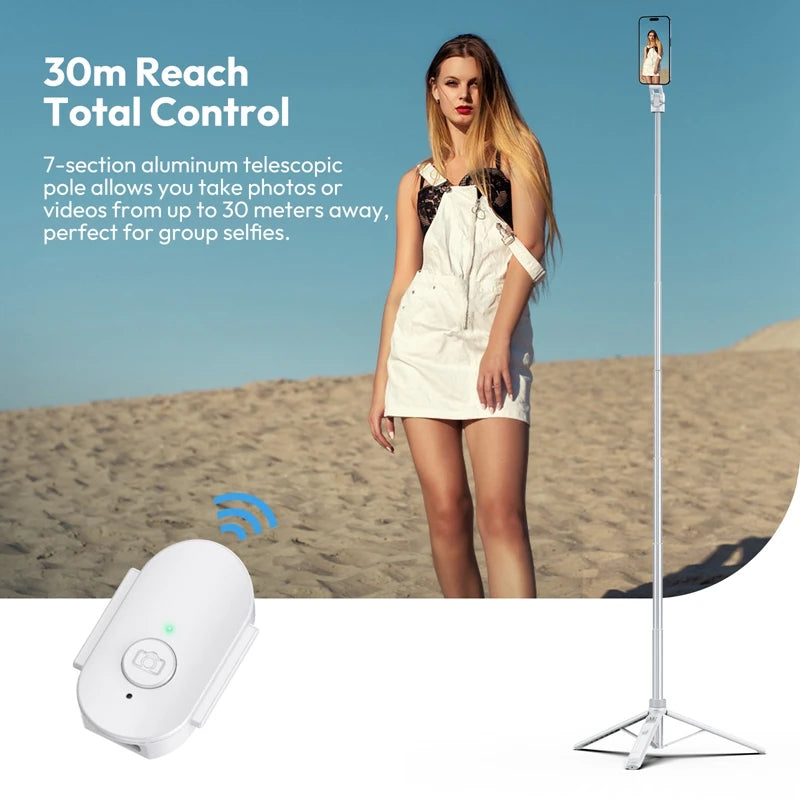 Ulanzi TT88 Overhead Selfie Stick 1.44M with MagSafe Clamp Photograph Tripod for Phone Livestreaming Vlog with Remote Control