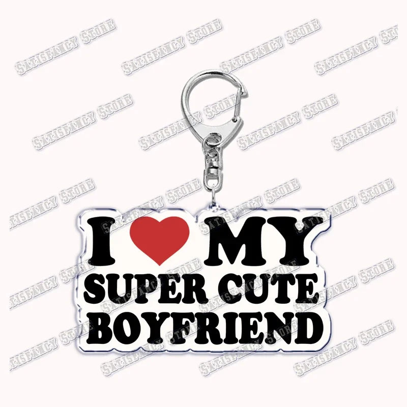 Custom I Love You My Fictional Boyfriend Awesome Girlfriend Keychain Emo Boys Hot Wife Mom Dad Key Ring Keychains Bf Gf Gifts