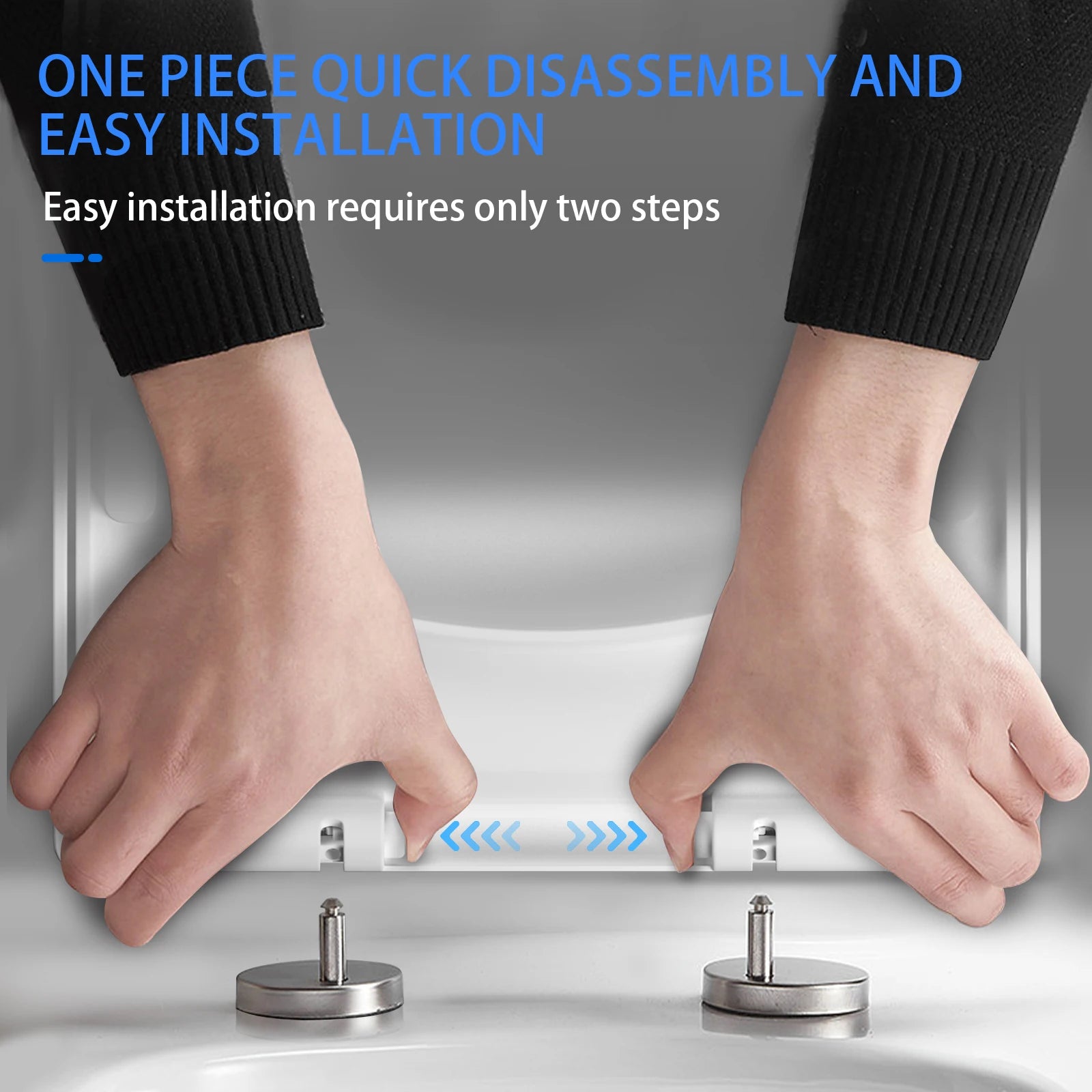 Luxury Quick Release Soft Close Toilet Seat Top Fix Easy Clean Bathroom Seat with One Set Free Top Fixing Hinges (S Shape)