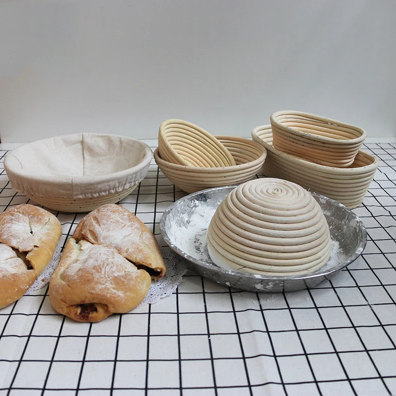 UPORS Rattan Bread Proofing Basket Natural Oval Rattan Wicker Dough Fermentation Sourdough Banneton Bread Basket for Baking