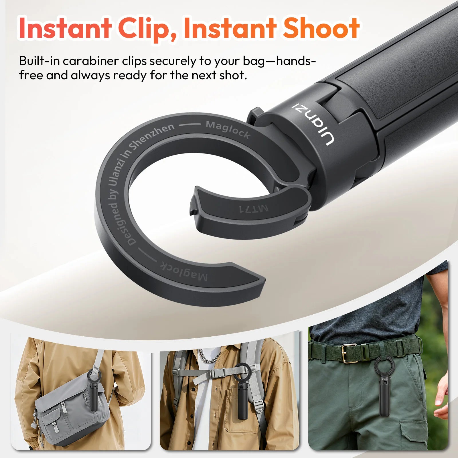 Ulanzi MT71 MagLock Mini Selfie Stick 4-Section Extendable Pole Cell Phone Accessories Tripod for Vlog Tiktok Live Streaming