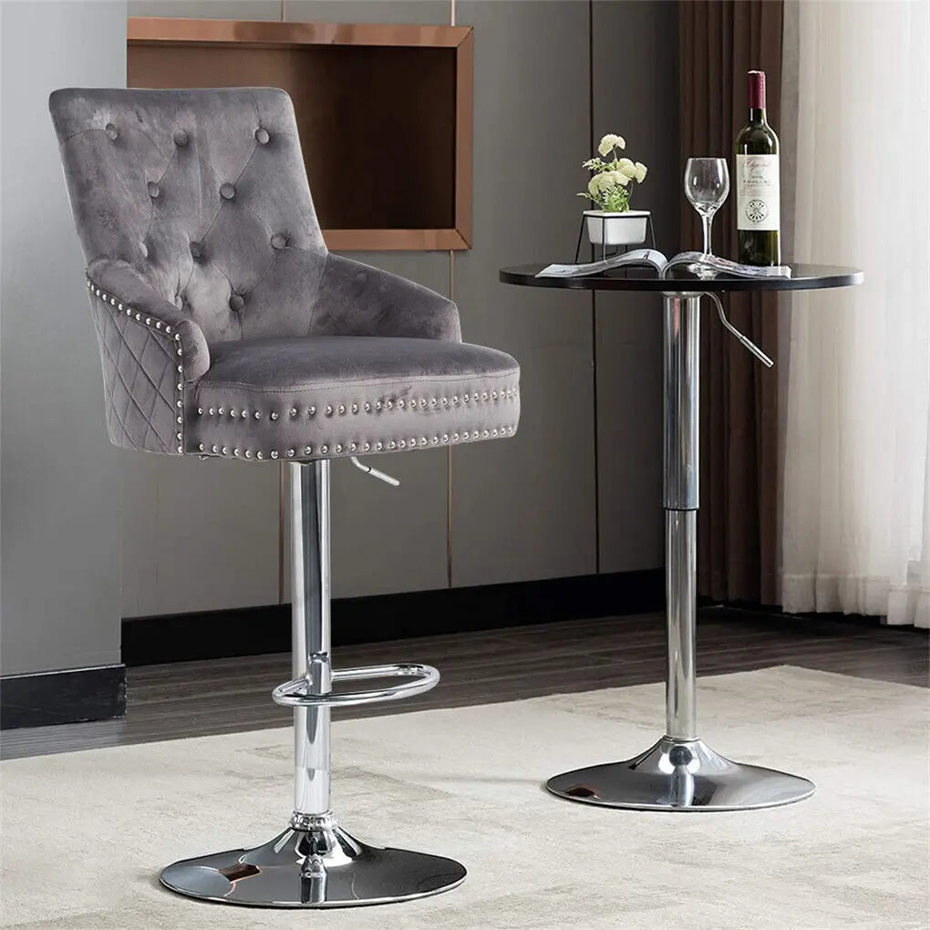 Luxury Bar Stool Dining Chairs Swivel Bar Stools Velvet Upholstered Lion Knocker for Home,Bar Table