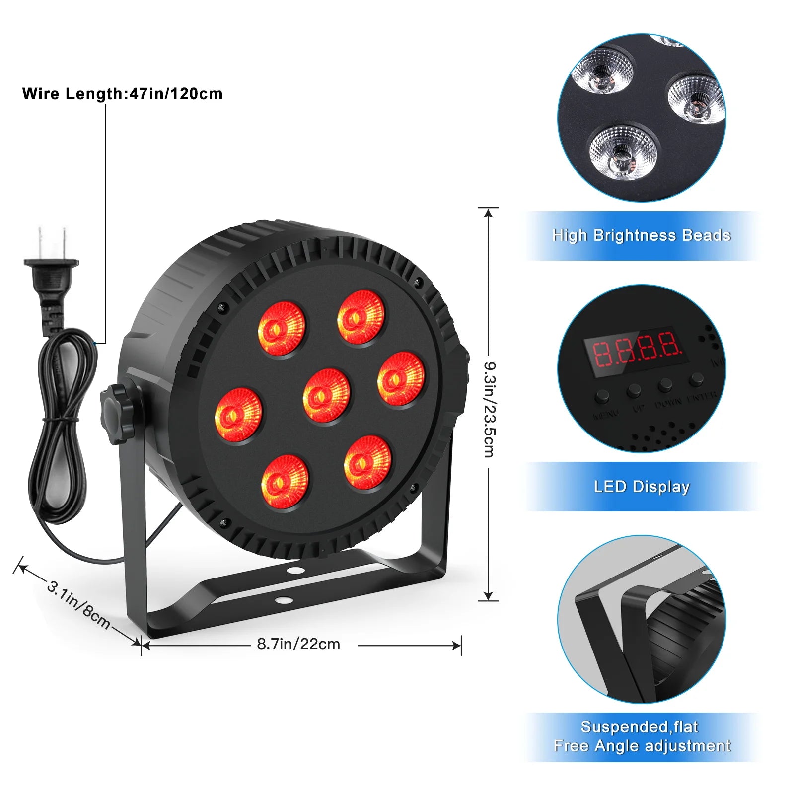 U'King 4PCS 42W Stage Light 7 LED Flat Par Lights RGBW 4IN1 DMX 512 Effect Light DJ Disco Party Christmas Bar Wedding Show Light
