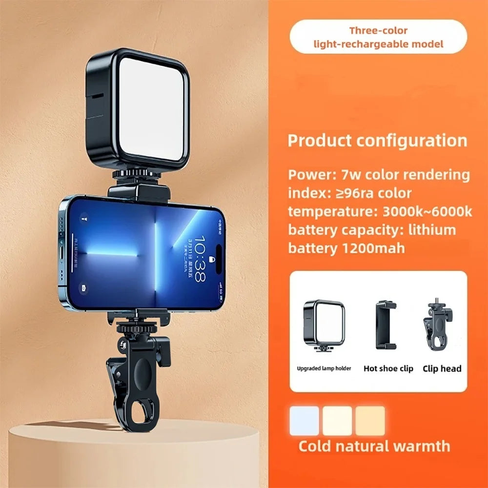 Portable LED Selfie Light for iPhone Samsung iPad Mobile Phone Laptop Clip Rechargeable Flash Fill Photo Video Photography Lamp