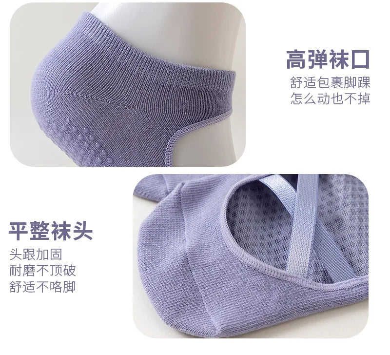 1pair Fashion Yoga Socks Anti Slip Women Professional Pilates Socks Cotton Dance Floor Trampoline Aerobics Fitness Sports Socks