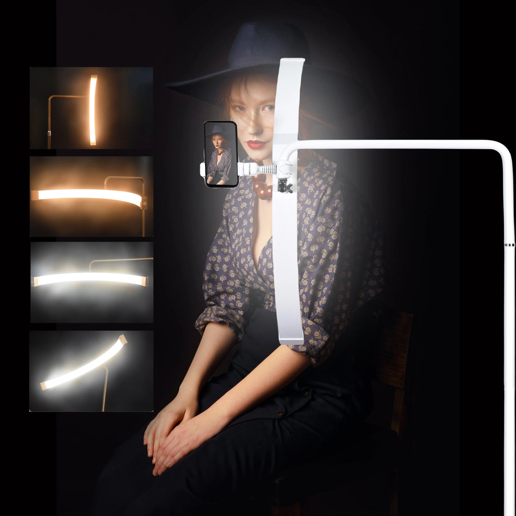 Fosoto Multifunctional Half Moon Lamp Video Ring Lash Light For Beauty Facials Salon Tatoo Live Stream Photography Photo TikTok
