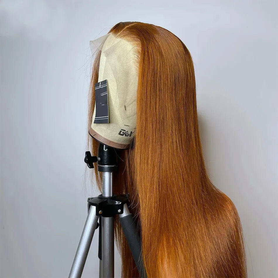6x4 Glueless Wigs Human Hair Ready To Wear Ginger Blonde Colored Human Hair Lace Closure Wig HD Transparent Lace Front Wigs