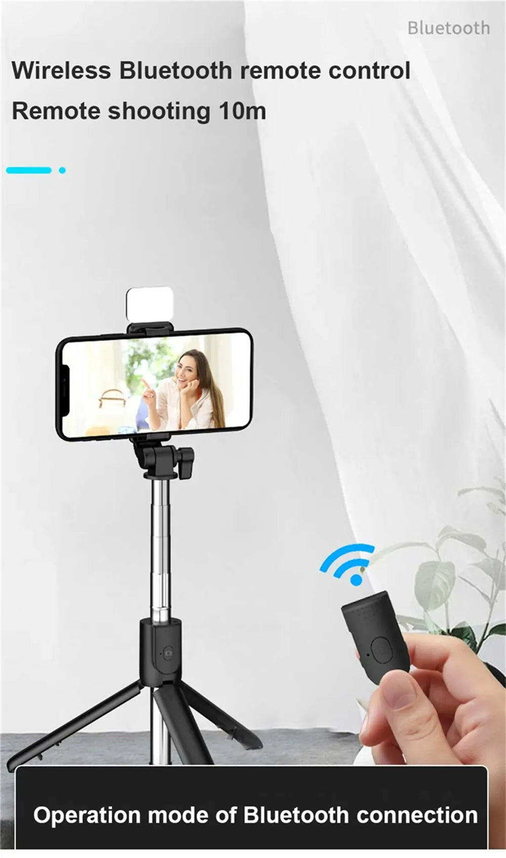 Portable Wireless Bluetooth Selfie Stick Tripod With LED Light Bluetooth Remote Foldable Tripod For Smartphone Video Live Holder