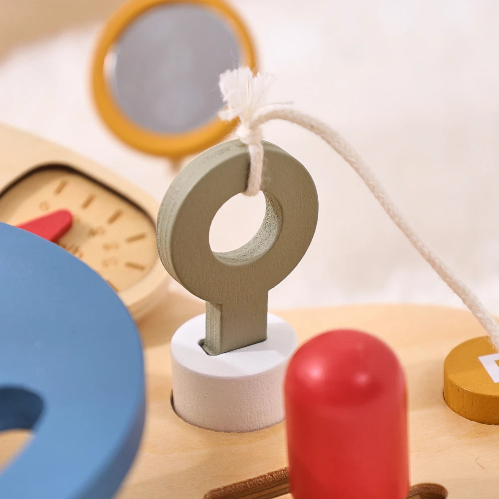 Montessori Simulation Car Steering Wheel Multi-Function Baby Wooden Early Sensory Education Toy Car Busy Board Game Toy Kid Gift