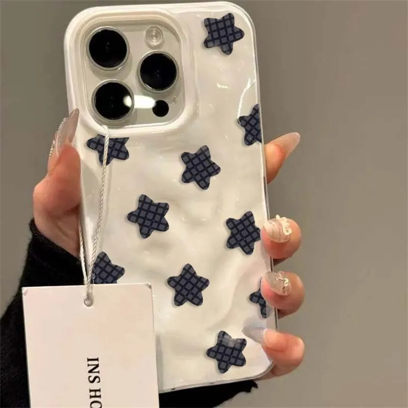 Dopamine Star Meteorite Textured Phone Case for iPhone 16 15 14 Plus 13 12 11 Pro Max XS Max XR XS X 8 7 Plus Soft Covers Funda