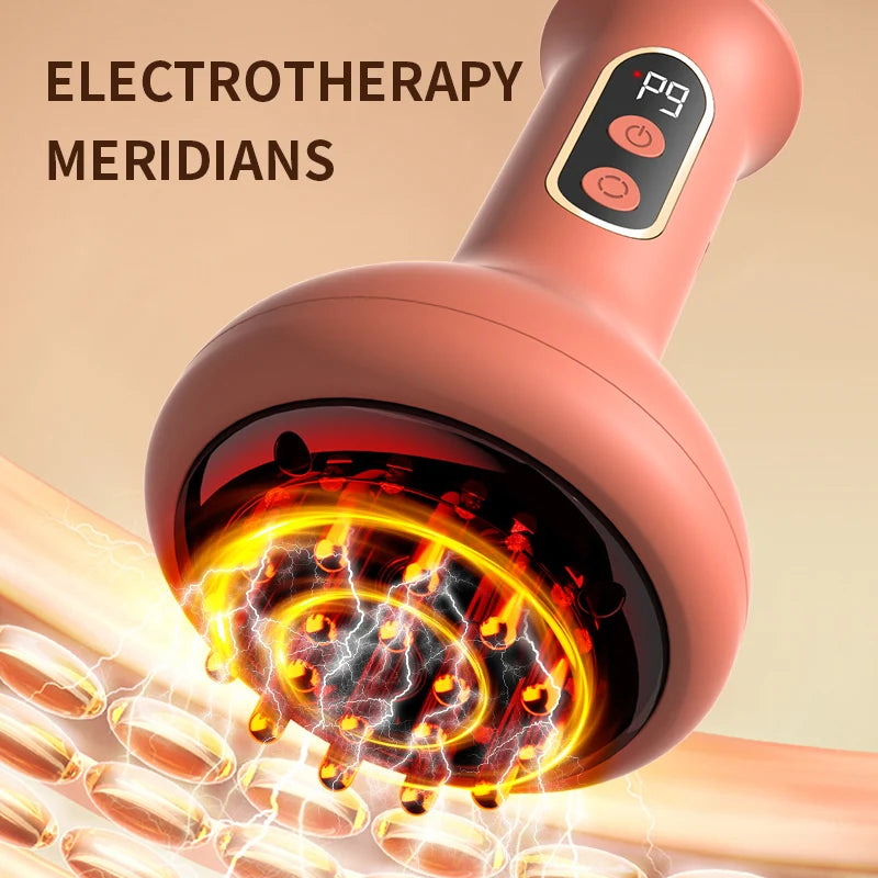 USB Rechargeable Abdominal Massager for Hot Compress and Adjustable Guasha Cupping Intensity Arm and Leg Massage Handheld