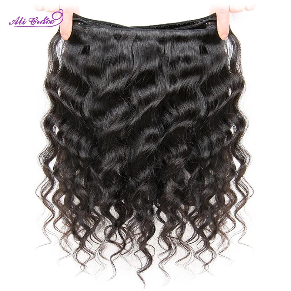 ALI GRACE Hair Peruvian Loose Wave Hair 1/3/4 PCS 100% Remy Hair Machine Double Weft Free Shipping Human Hair Bundles 10-28 inch