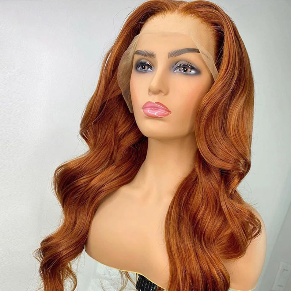 NEW 13x6 Ginger Blonde Colored Human Hair Lace Front Wigs 180% HD Lace Frontal Wigs Body Wave Honey Blonde Color Human Hair Wigs