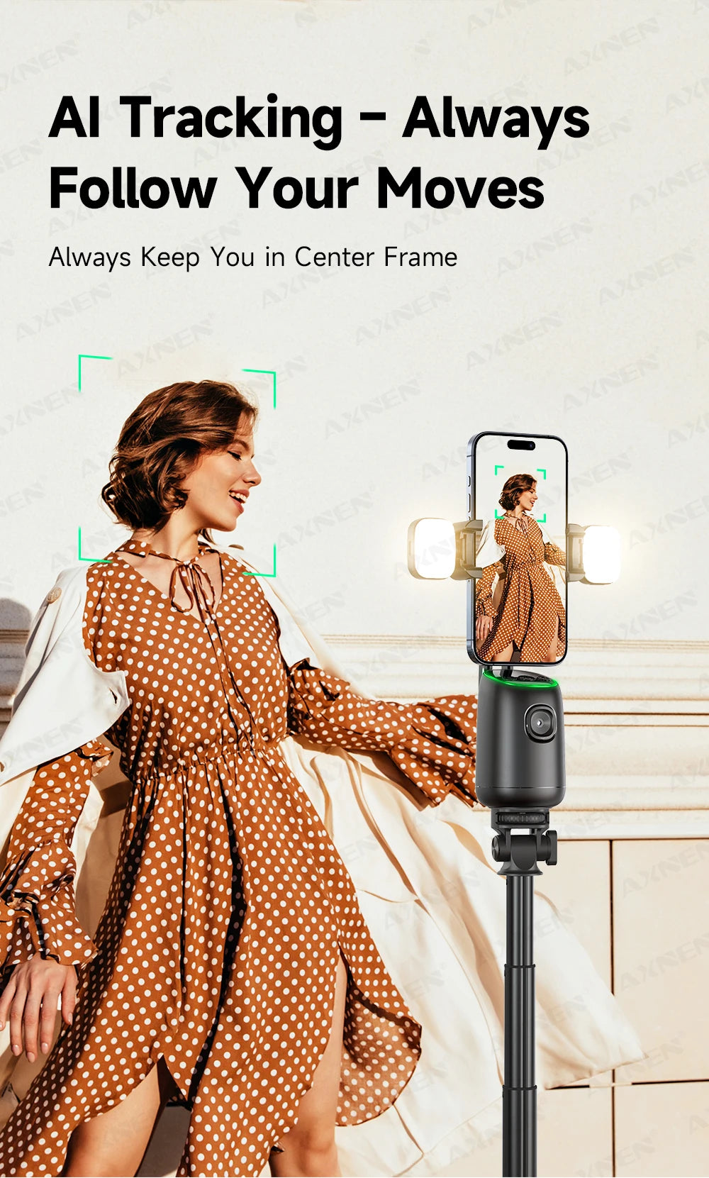 P05 AI Follow Gimbal 360 Rotation Face Tracking Stabilizer Filming Portable Desktop Cellphone Holder for Live/Photo