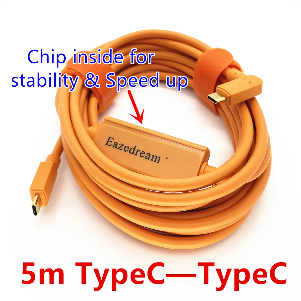 Eazedream 3m/5m Type-C USB to USB-C Live Stream Tethered Cable for Sony Canon Nikon Camera PC Imaging Edge Webcam Youtube Tiktok