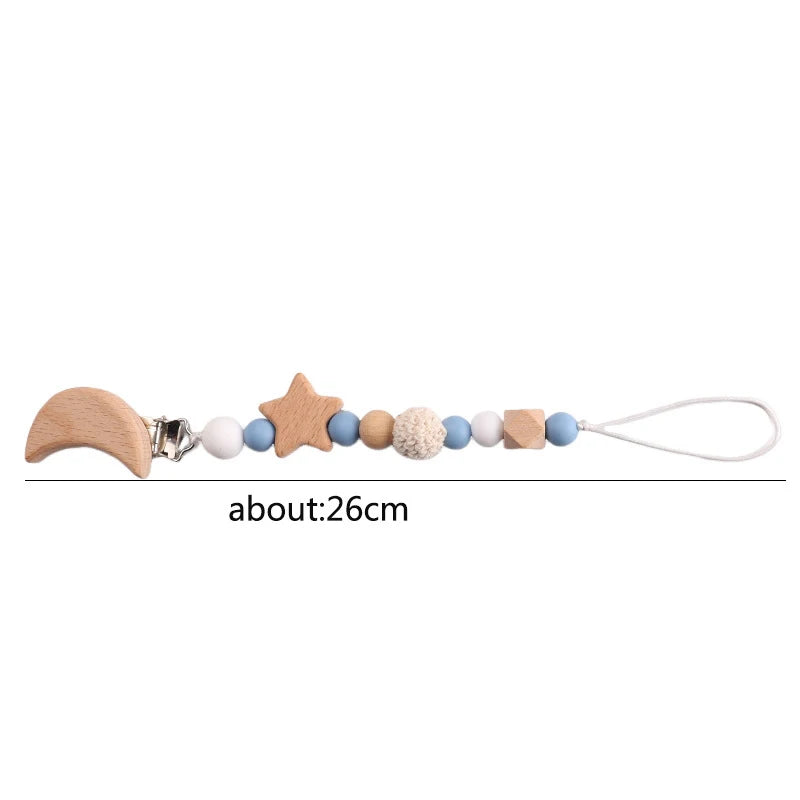 NEW Custom Name Wooden Personalized Baby Pacifier Chain Beech Bead Dummy Nipple Holder Guard Teether Pendant Newborn Mother Gift