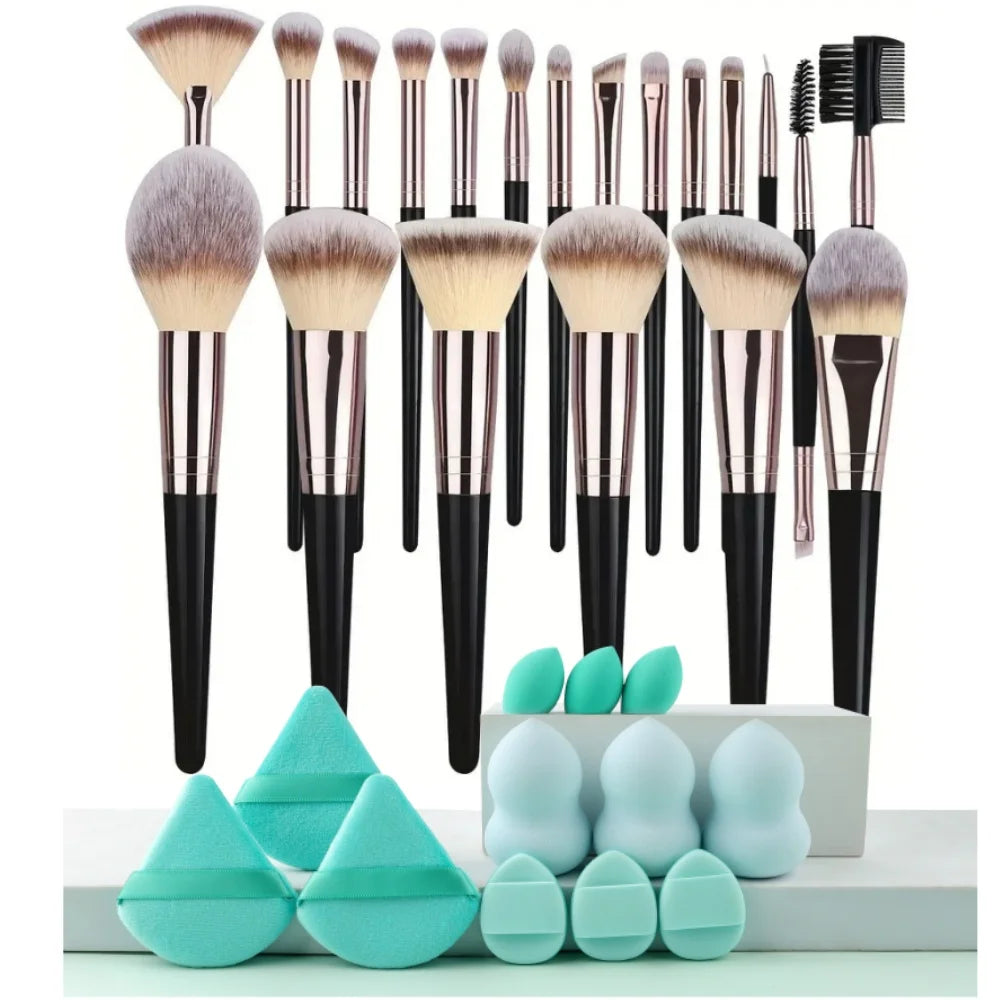 3-20PCS Makeup Brushes Set Eye Shadow Foundation Blush Highlighter Concealer Brush Female Beauty Tool Beauty Sponges Thumb Puffs