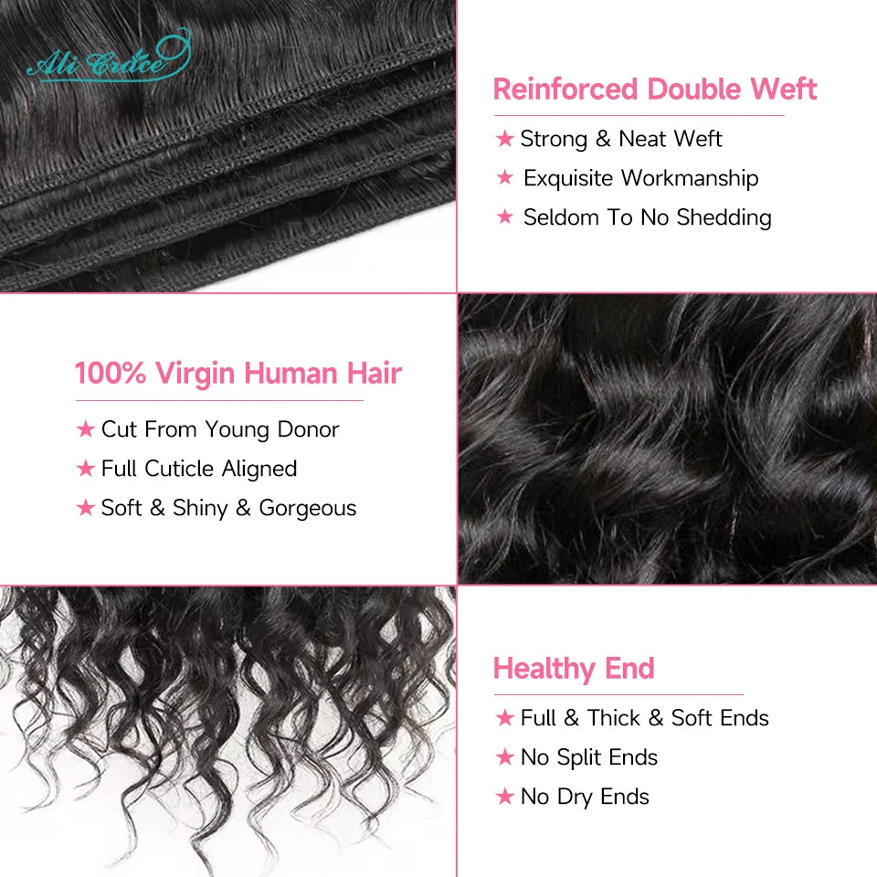 ALI GRACE Hair Brazilian Loose Wave Bundles 1 3 4 Pcs Human Hair Bundles 100% Remy Human Hair Extensions Hair Weaves Bundles